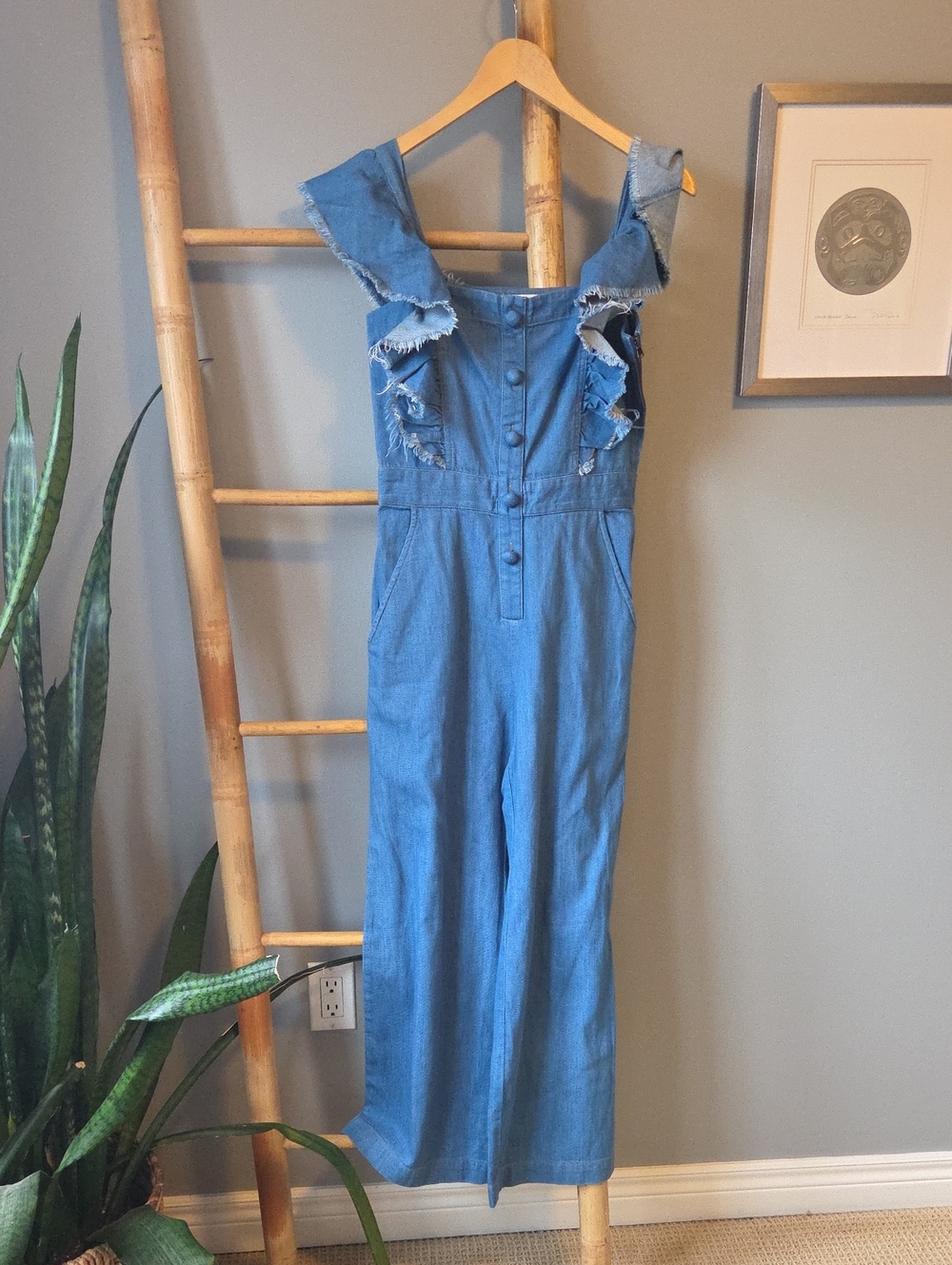 Sea New York Chambray Ruffled Jumpsuit